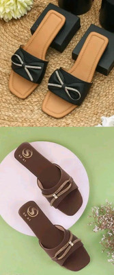 HunarPaon Women Flats(Black, Brown , 4)