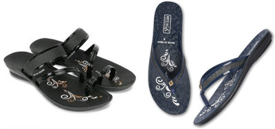 hiyaga Women Casual(Black, Blue , 8)