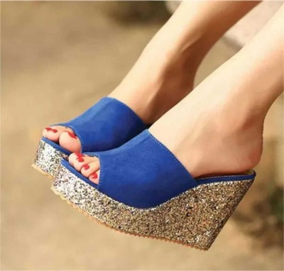 abuza Women Wedges(Blue , 4)