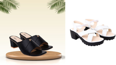 Todhwear Women Heels(Black, White , 7)