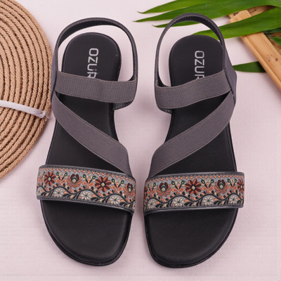OZURI Women Flats(Grey, Black , 3)