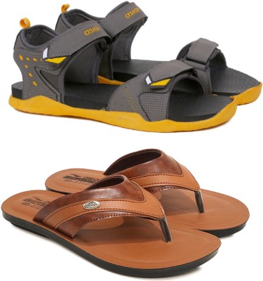 asian Men Sandals(Tan, Grey , 7)