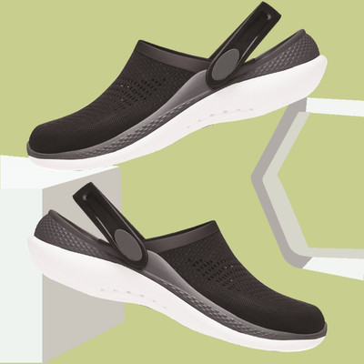 FEETRIDE Men Clogs(Black, White , 6)