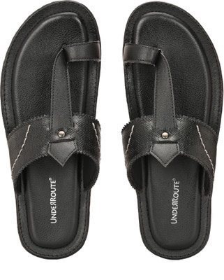 UNDERROUTE Stylish Dual Strap Buckle Design Men Sandals(Black , 10)
