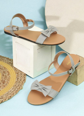 SOSU Women Flats(Grey, Beige , 6)