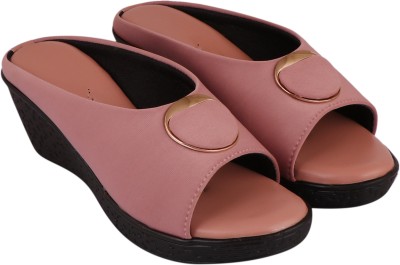 ACKNEW Women Wedges(Pink , 6)