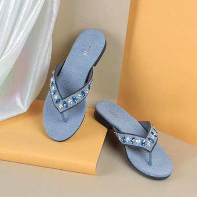 MOCHI Women Flats(Blue , 6)