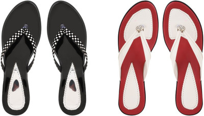 kishu Women Heels(White, Black , 6)