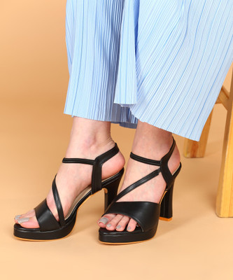 Picktoes PT-R371 Lightweight Comfort Summer Trendy Premium Stylish Party disigin Women Heels(Black , 36)
