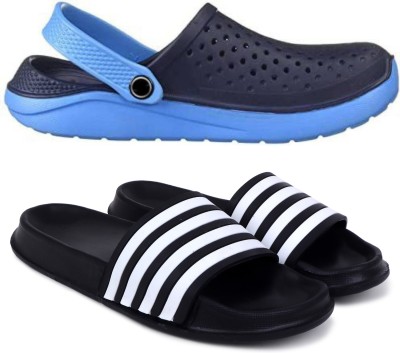 Pampy Angel Men Clogs(Blue, Black , 9)