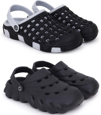 KAPYANSH Men Clogs(Grey, Black , 9)