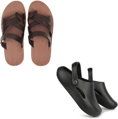 Vomoya Men Sandals(Brown, Black , 7)