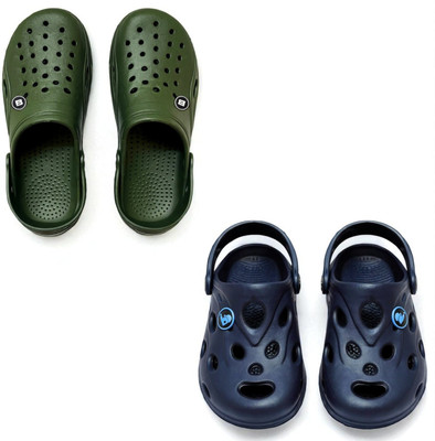 Monrav Men Clogs(Green, Blue , 8)