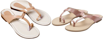 Kuhu Creations Women Flats(Beige, Pink , 5)