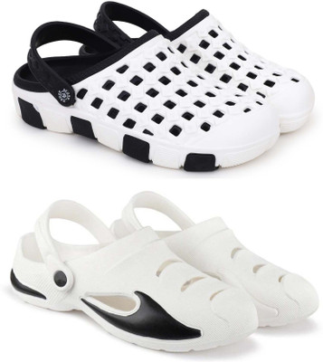 Kapani Fashion Men Clogs(Black, White , 8)