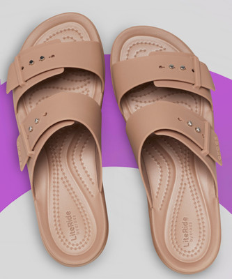 CROCS Brooklyn Buckle Low Women Wedges(Brown , 7 UK/India)