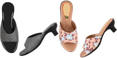 kishu Women Heels(Gold, Grey , 7)