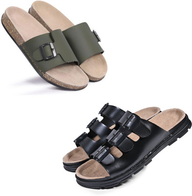 Walkivo Men Sandals(Green, Black , 9)