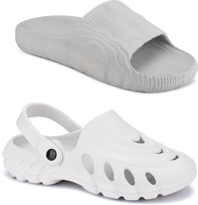 DEFLOW Men Sandals(Grey, White , 8)