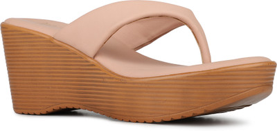 Inc.5 Solid Round Toe Party Wear Wedge Heel Sandals Women Heels(Orange , 5)