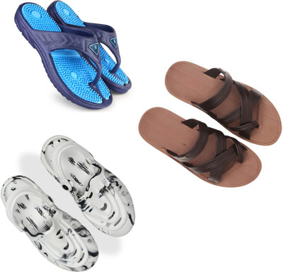 Vomoya Men Sandals(Blue, Brown, White , 7)
