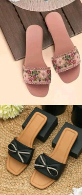 HunarPaon Women Flats(Beige, Black , 4)