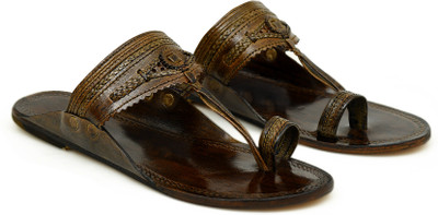 Stepsoft Men’s Handcrafted Leather Kolhapuri Chappal | Traditional Ethnic Wedding Wear Men Sandals(Brown , 7)