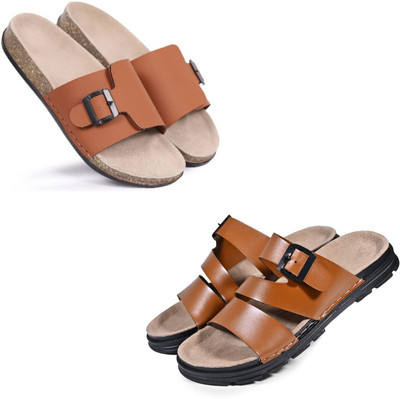 Walkivo Men Sandals(Tan, Tan , 6)
