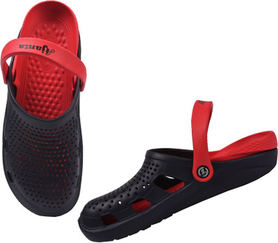 AJANTA Men Clogs(Black, Red , 8)