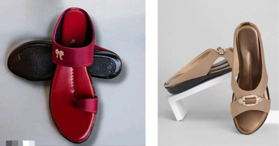 hunyza footwear Women Flats(Gold, Red , 9)