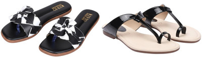 Kuhu Creations Women Flats(Black, Green , 4)
