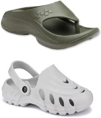 DEFLOW Men Sandals(Grey, Olive , 10)