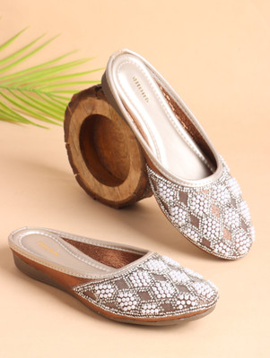 ANOUK Ethnic Embroidred Jutis and Mule Bellies For Women(Copper , 8)