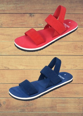 pantouf Men Sandals(Red, Blue , 5)