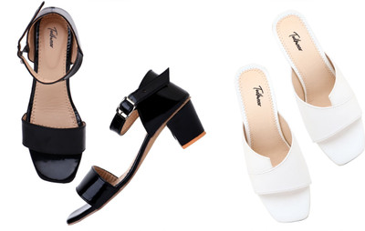 Todhwear Women Heels(Black, Black, White , 6)