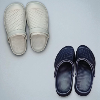 Monrav Men Clogs(Off White, Navy , 7)