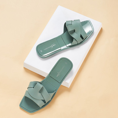 Forever Glam By Pantaloons Women Flats(Green , 3)