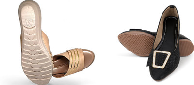 PMS Women Wedges(Black, Olive , 8)