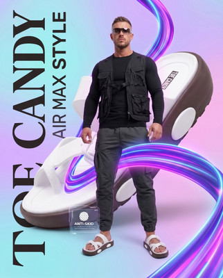 TOE CANDY Men Sandals(Brown , 9)