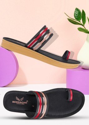 BERSACHE Women Slides(Black , 6)