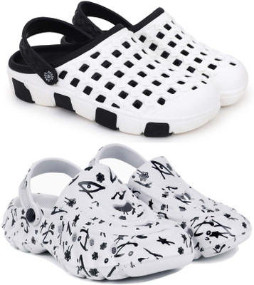 Pampy Angel Men Clogs(Black, White , 7)