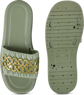 HELEEY Women Flats(Green , 8)