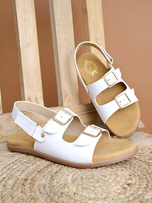 SHOETOPIA Girls Velcro Flats(Beige , 14-15Y)