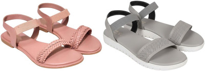 Kuhu Creations Women Flats(Grey, Pink , 6)