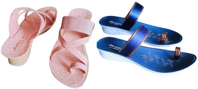 Plama Women Flats(Pink, Blue , 6)