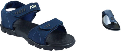 Classica Men Sandals(Blue, Black , 7)