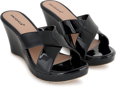 IKAGI Women Wedges(Black , 6)