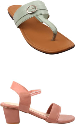 Goraiya Women Flats(Green, Pink, Brown , 5)