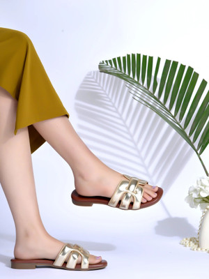 SHOETOPIA Women Flats(Gold , 8)