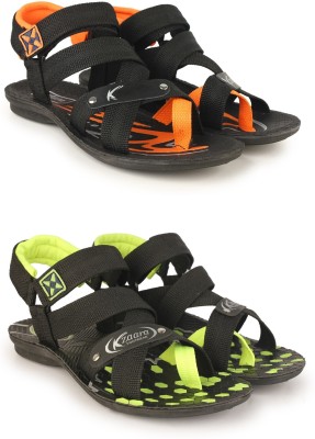 KANEGGYE Men Sports Sandals(Orange, Green, Black , 3)